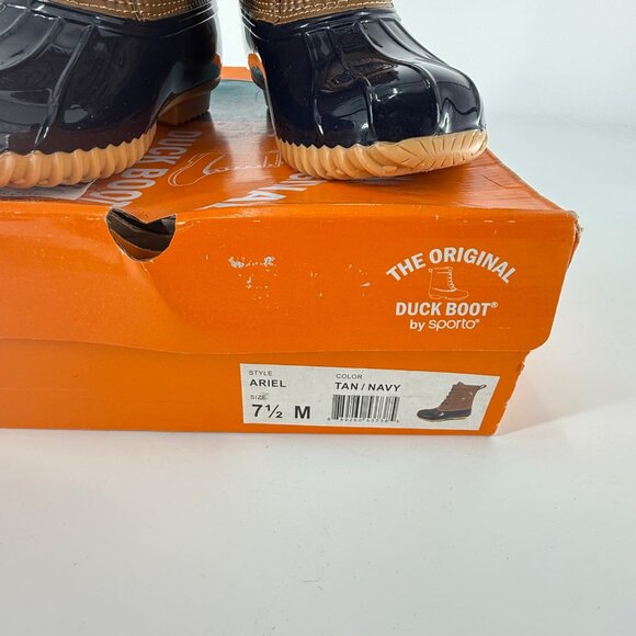 Sporto Ariel Womens Tan/Navy Duck Boots Size 7.5 M Waterproof Insulated With Box - Picture 6 of 8